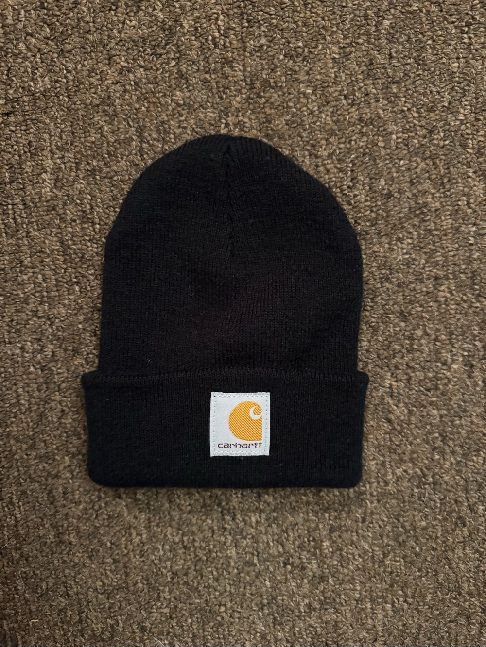 Carhartt Black Beanie with Gold Logo Patch